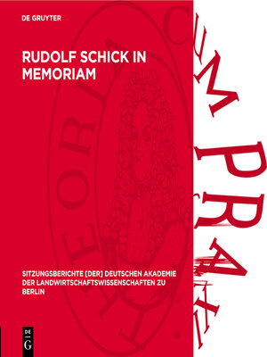 cover image of Rudolf Schick in memoriam
